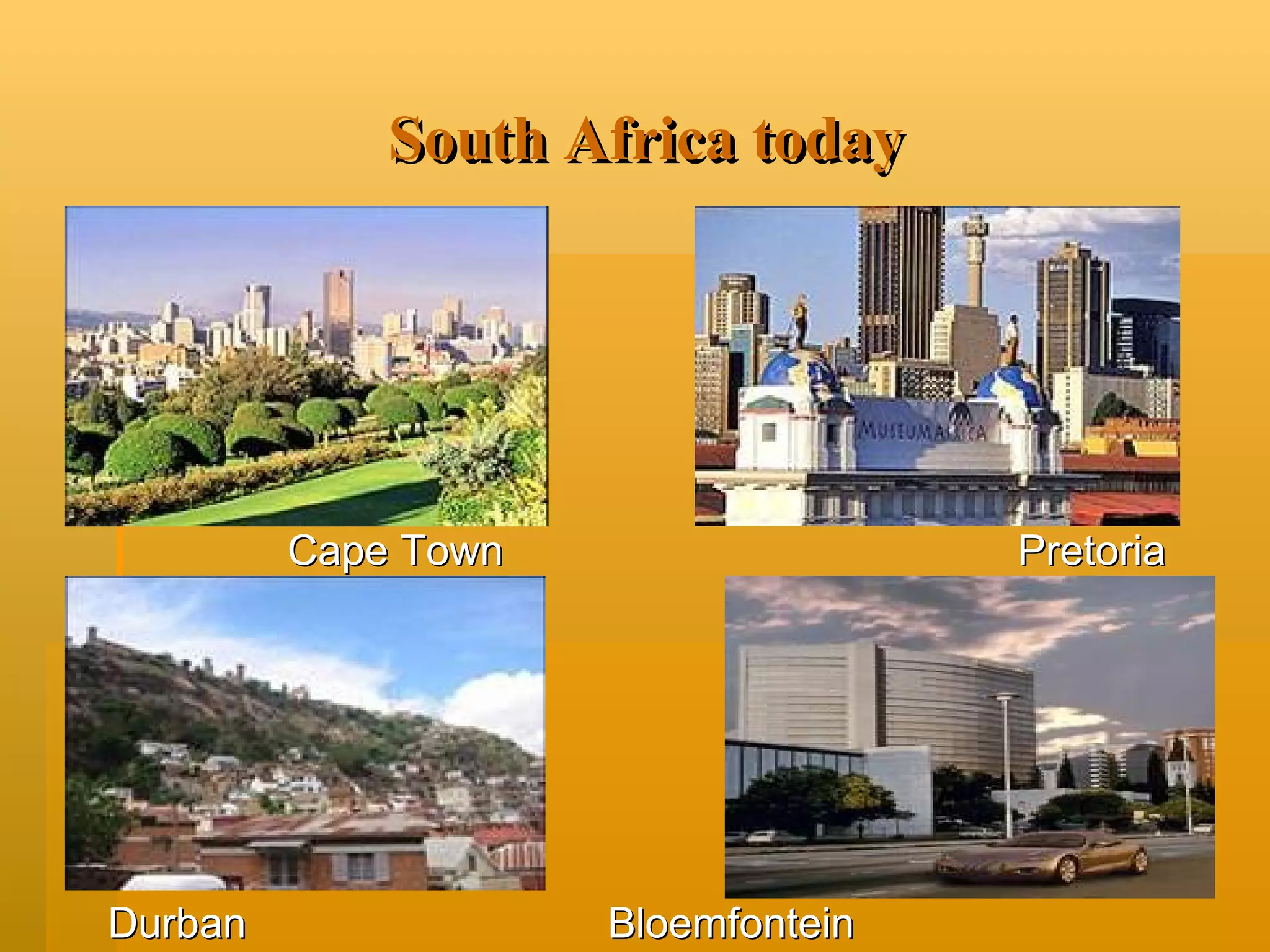 South Africa today Pretoria Cape Town Bloemfontein Durban  