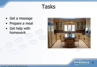 Tasks Get a message Prepare a meal Get help with homework 