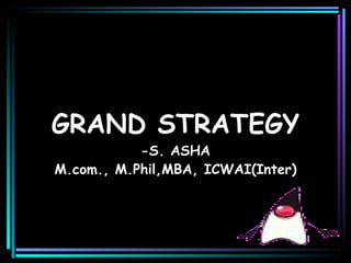 GRAND STRATEGY -S. ASHA M.com., M.Phil,MBA, ICWAI(Inter) 