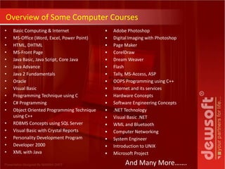Overview of Some Computer CoursesBasic Computing & Internet