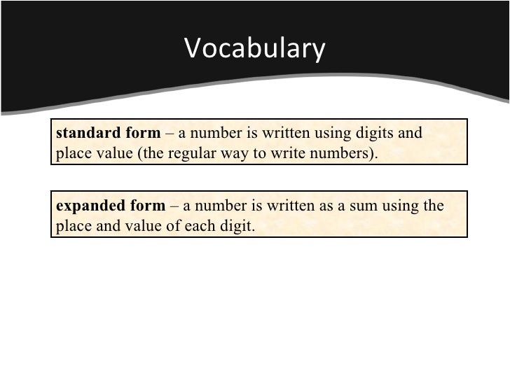 whole numbers standard form of a whole number