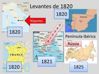 Levantes de 1820
                    1820
       Nápoles


1820
                       Península Ibérica
                           Rússia



             1821
1820                          1825
 