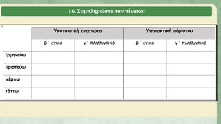16. Συμπληρώστε τον πίνακα:
 