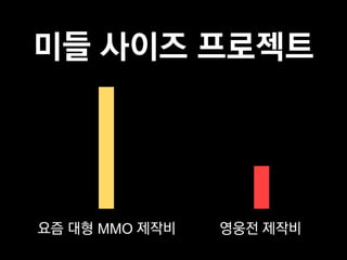 미들 사이즈 프로젝트




요즘 대형 MMO 제작비   영웅전 제작비
 