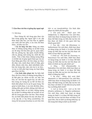Nguyễn Quang / Tạp chí Khoa học ĐHQGHN, Ngoại ngữ 24 (2008) 69-85              80




7. Giao thoa văn hóa và giảng dạy ngoại ngữ           hiện ra sao (manifestability). Các bình diện
                                                      phạm trù chính yếu bao gồm:
7.1. Nội dung                                             1. Chủ quan tính - Khách quan tính
                                                      (Subjectivity vs. Objectivity): Các cách thức,
     Theo chúng tôi, nội dung giao thoa văn           chiến lược được sử dụng trong các hành vi và
hóa trong giảng dạy ngoại ngữ ở các cấp               được thể hiện trong các biểu đạt của hai văn
khác nhau (đại học, cao học thạc sĩ, nghiên           hóa được xét thiên về chủ quan tính hay
cứu sinh) nên bao gồm, ở các mức độ khác              khách quan tính?
nhau, các khu vực sau:                                    2. Trực tiếp - Gián tiếp (Directness vs.
     - Các ẩn tàng văn hóa: Nâng cao nhận             Indirectness): Các cách thức, chiến lược được
thức về những tương đồng và dị biệt trong             sử dụng trong các hành vi và được thể hiện
các ẩn tàng văn hóa như: giá trị, quan niệm,          trong các biểu đạt của hai văn hóa được xét
đức tin, phong tục, tập quán, truyền thống,           thiên về trực tiếp hay gián tiếp?
cấm kị, phong cách tương tác, trình độ văn                3. Chính xác - Phi chính xác (Accuracy vs.
minh... Việc ý thức được những tương đồng
                                                      Inaccuracy): Các cách thức, chiến lược được
và dị biệt này sẽ giúp người tham gia vào các
                                                      sử dụng trong các hành vi và được thể hiện
hoạt động giao thoa văn hóa nâng cao được
                                                      trong các biểu đạt của hai văn hóa được xét
độ nhạy cảm, tránh được tính cố chấp, giáo
                                                      thiên về chính xác hay phi chính xác?
điều, khuôn mẫu hóa, định kiến/thiên kiến,
                                                          4. Động - Tĩnh (Dynamicality vs.
bản tộc trung tâm, mặc cảm (tự ti, tự tôn)...
                                                      Staticality): Các cách thức, chiến lược được sử
và tạo ra tính phù hợp trong các hoạt động
                                                      dụng trong các hành vi và được thể hiện
giao thoa văn hóa.
                                                      trong các biểu đạt của hai văn hóa được xét
     - Các bình diện phạm trù: Sự hiểu biết
                                                      thiên về động hay tĩnh?
(hay chí ít là ý thức) về những tương đồng và
                                                          5. Hạ mình - Khẳng định mình (Self-
dị biệt giữa các nhóm xã hội, các tiểu văn
                                                      abasement vs. Self-assertion): Các cách thức,
hóa, các văn hóa tộc người hay các nền văn
                                                      chiến lược được sử dụng trong các hành vi và
hóa trong các tương tác cụ thể xét theo các
                                                      được thể hiện trong các biểu đạt của hai văn
bình diện phạm trù là cực kì quan trọng. Nó
                                                      hóa được xét thiên về việc biểu lộ sự hạ mình
giúp ta tránh được, ở các mức độ khác nhau,
                                                      hay sự khẳng định mình?
những diễn giải sai lệch, những cách hiểu sai
                                                           6. Lịch sự dương tính - Lịch sự âm tính
lệch, những hành xử sai lệch, những tương
                                                      (Positive politeness vs. Negative politeness):
tác sai lệch và những nhận xét sai lệch về các
                                                      Các cách thức, chiến lược được sử dụng
đối tác trong giao thoa văn hóa. Theo chúng
                                                      trong các hành vi và được thể hiện trong các
tôi, các bình diện phạm trù này cần được xét
                                                      biểu đạt của hai văn hóa được xét thiên về sự
ở ba cấp độ: có hay không (availability), liều
                                                      quan tâm, chia sẻ (lịch sự dương tính) hay sự
lượng thế nào (proportionality) và cách thức biểu
                                                      tôn trọng tính riêng tư (lịch sự âm tính)?
 