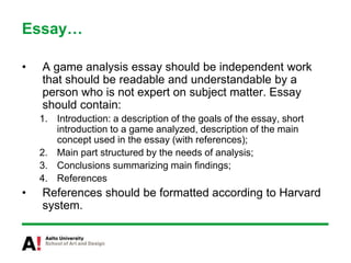 video game analysis essay