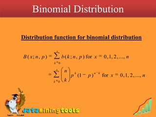 Binomial Distribution <br />Distribution function for binomial distribution<br />