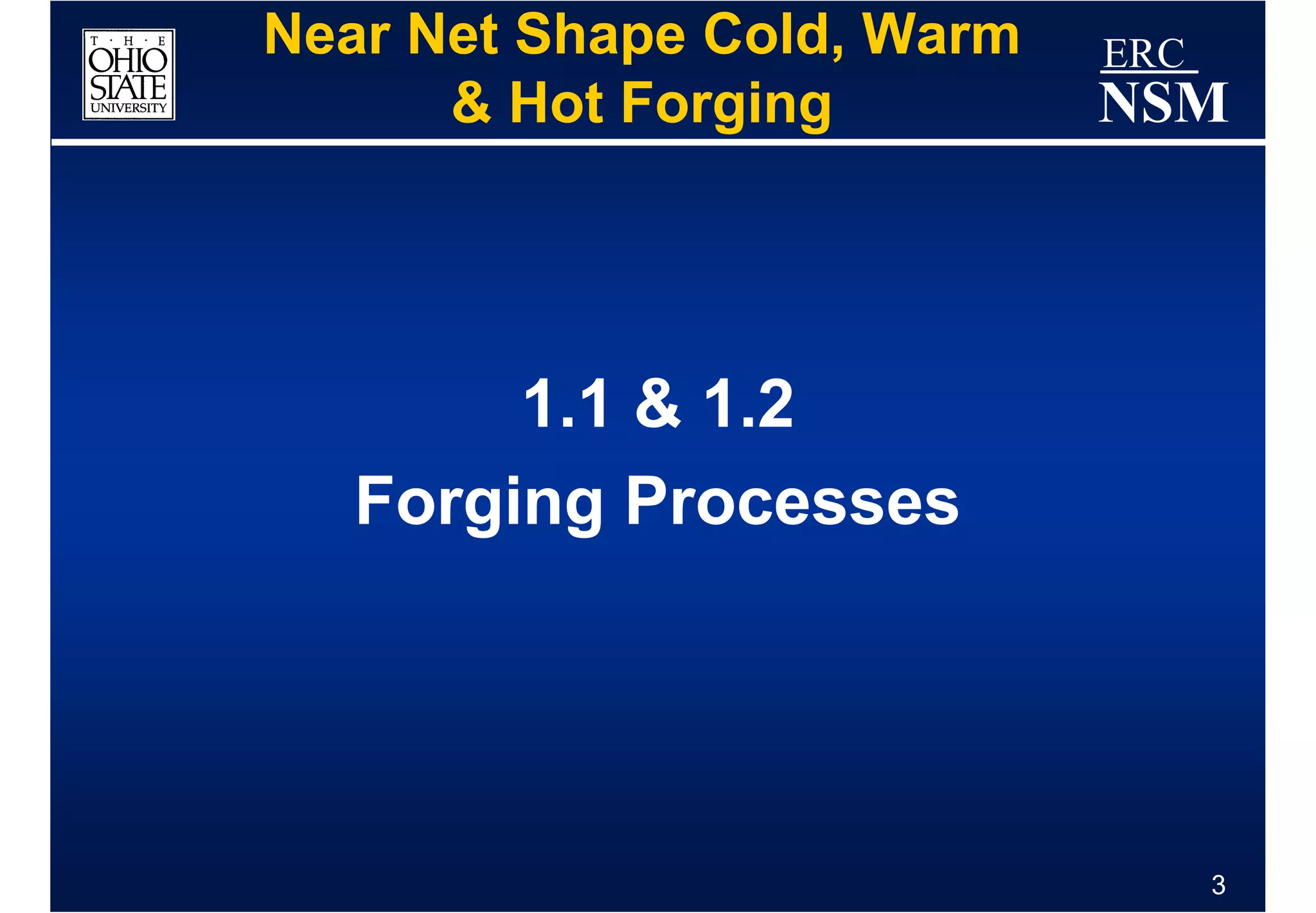 Near Net Shape Cold, Warm   ERC
      & Hot Forging         NSM




        1.1 & 1.2
   Forging Processes




                                  3
 