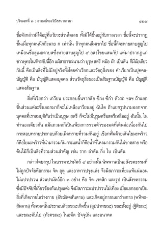 ª√‘®‡©∑∑’Ë Û : Õ“√¡≥å¢Õß«‘ªí  π“¿“«π“                                                      127

™◊Õ¥—ß°≈à“«¡‘‰¥âÕ¬Ÿ∑Õ«—¬«– à«π„¥‡≈¬ ∑—ß¡‘‰¥â¢πÕ¬Ÿ°∫°“≈‡«≈“ ™◊Õπ’®–ª√“°Ø
     Ë                             à ’Ë               È          ÷È à —                 Ë È
¢÷π‡¡◊Õ∑ÿ°§ππ÷°∂÷ßπ“¬ ° ‡∑à“π—π ∂â“∑ÿ°§π≈◊¡‡¢“‰ª ™◊Õπ’°®–À“¬ “∫ Ÿ≠‰ª
    È Ë                                           È                          Ë ÈÁ
‡À¡◊Õπ™◊ËÕ ÿ‡¡∏¥“∫ ´÷ËßÀ“¬ “∫ Ÿ≠‰ª Ù Õ ß‰¢¬· π°—ª ·µà¡“ª√“°Ø·°à
™“«æÿ∑∏„π¿—∑√°—ªπ’Õ° ·¡â “∏“√≥π“¡«à“ ∫ÿ√…  µ√’ À¡âÕ ºâ“ ‡ªìπµâπ °Á¡π¬‡¥’¬«
                                       È’                      ÿ                            ’—
°—ππ’È §◊Õ‡ªìπ ‘ß∑’Ë‰¡à¡Õ¬Ÿ®√‘ß∑—ß‚¥¬§”‡√’¬°·≈–«—µ∂ÿ ß¢Õß §”‡√’¬°‡ªìπªÿ§§≈-
                           Ë              ’ à È                           ‘Ë
∫—≠≠—µ‘ §◊Õ ∫—≠≠—µ· ¥ß∫ÿ§§≈  à«π«—µ∂ÿ ß¢Õß‡ªìπ —≥∞“π∫—≠≠—µ‘ §◊Õ ∫—≠≠—µ‘
                                     ‘                    Ë‘
· ¥ß —≥∞“π
               ‘Ëß∑’Ë‡√’¬°«à“ ‡°«’¬π ª√–°Õ∫¢÷Èπ®“°≈âÕ ´’Ë°ß ´’Ë°” µ—«√∂ œ≈œ ∂â“·¬°
™‘π à«π·µà≈–™‘πÕÕ°¡“°Á®–‰¡à‡À≈◊Õ‡°«’¬πÕ¬Ÿà ©—π„¥ ∂â“·¬°√Ÿªπ“¡ÕÕ°®“°
       È                     È
∫ÿ§§≈∑’‡Ë √“ ¡¡ÿµ°π«à“‡ªìπ∫ÿ√…  µ√’ °Á®–‰¡à¡∫√…À√◊Õ µ√’‡À≈◊ÕÕ¬Ÿà ©—ππ—π „π
                                 ‘—             ÿ                ’ÿÿ                             È
∑”πÕß‡¥’¬«°—π ·¡â·∂«¡¥°Á‡ªìπ‡æ’¬ß°“√√«¡µ—«¢Õß¡¥∑’Ë‡¥‘πµàÕ‡π◊ËÕß°—π‰ª
°√– Õ∫∑√“¬ª√–°Õ∫¥â«¬‡¡Á¥∑√“¬∑’√«¡°—πÕ¬Ÿà ‡™◊Õ°øíπ¥â«¬‡ âπ„¬¡–æ√â“«
                                                    Ë                         ò
°Á§Õ„¬¡–æ√â“«∑’π”¡“√«¡°—π °√–· πÈ”°Á§ÕπÈ”∑’Ë‰À≈¡“√«¡°—π‰¡à¢“¥ “¬ À√◊Õ
          ◊                    Ë                             ◊
µâπ‰¡â°Á‡ªìπ ‘Ëß∑’Ë√«¡ à«π ”§—≠ ‡™àπ √“° ≈”µâπ °‘Ëß „∫ ‡ªìπµâπ
              °≈à“«‚¥¬ √ÿª „π∫√√¥“ª√¡—µ∂å Ù Õ¬à“ßπ—π π‘ææ“π‡ªìπÕ —ß¢µ∏√√¡∑’Ë
                                                                     È
‰¡à∂°ªí®®—¬§◊Õ°√√¡ ®‘µ Õÿµÿ ·≈–Õ“À“√ª√ÿß·µàß ®÷ß¡’ ¿“«–‡∑’¬ß·∑â·πàπÕπ
            Ÿ                                                                       Ë
‰¡à·ª√ª√«π  à«πª√¡—µ∂åÕ° Û Õ¬à“ß §◊Õ ®‘µ ‡®µ ‘° ·≈–√Ÿª ‡ªìπ —ß¢µ∏√√¡
                                              ’
´÷ß¡’ª®®—¬∑’‡Ë °’¬«¢âÕß°—πª√ÿß·µàß ®÷ß¡’ ¿“«–·ª√ª√«π‰¡à‡∑’¬ß ‡¡◊Õ·¬°ÕÕ°‡ªìπ
         Ë í             Ë                                                      Ë Ë
 ‘ß∑’‡Ë °‘¥¿“¬„π√à“ß°“¬ (Õ—™¨—µµ —π¥“π) ·≈–‡°‘¥Õ¬Ÿ¿“¬πÕ°√à“ß°“¬ (æÀ‘∑∏-
  Ë                                                                     à
 —π¥“π) ∑—ßÀ¡¥π—πª√–°Õ∫¥â«¬¢≥–‡°‘¥¢÷π (Õÿªª“∑¢≥–) ¢≥–µ—ßÕ¬Ÿà (∞‘µ¢≥–)
                   È             È                      È                             È        ‘
·≈–¢≥–¥—∫‰ª (¿—ß§¢≥–) „πÕ¥’µ ªí®®ÿ∫—π ·≈–Õπ“§µ
 