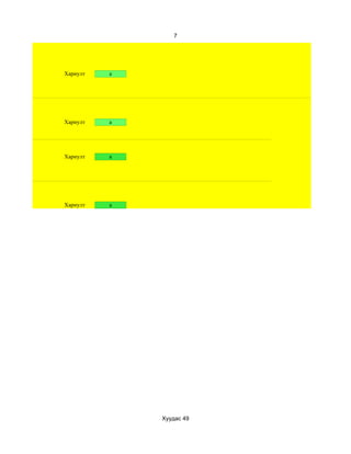 7




Хариулт   a




Хариулт   a




Хариулт   a




Хариулт   a




              Хуудас 49
 