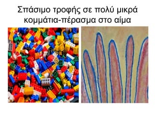 Σπάσιμο τροφής σε πολύ μικρά κομμάτια-πέρασμα στο αίμα