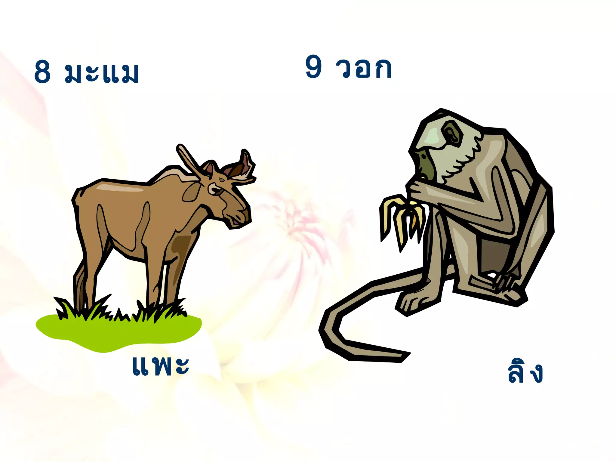 8  มะแม แพะ 9  วอก ลิง 