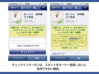 チェックインクーポンは、スポットをオーナー登録しないと
         使用できない機能。
 