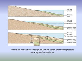 O nível do mar variou ao longo do tempo, tendo ocorrido regressões e transgressões marinhas. 
