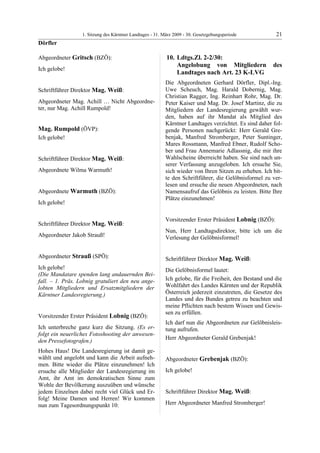 1. LTG-Sitzung am 31. März 2009