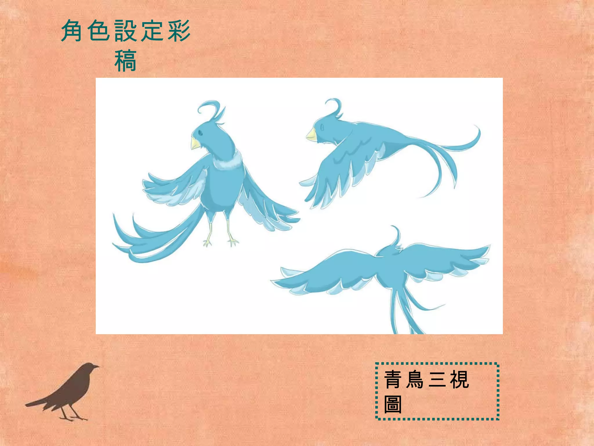 角色設定彩稿 青鳥三視圖 