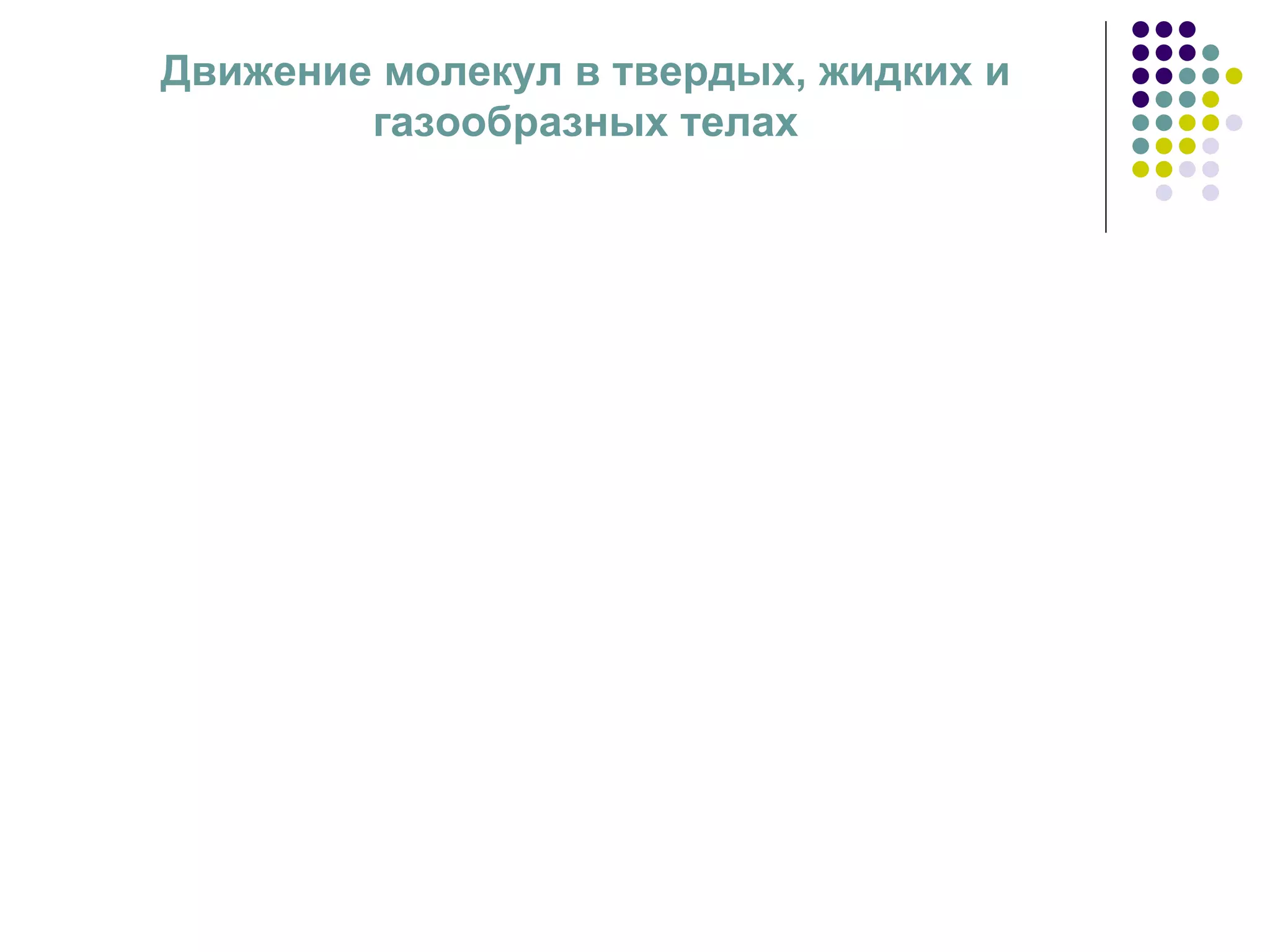 Движение молекул в твердых, жидких и газообразных телах 