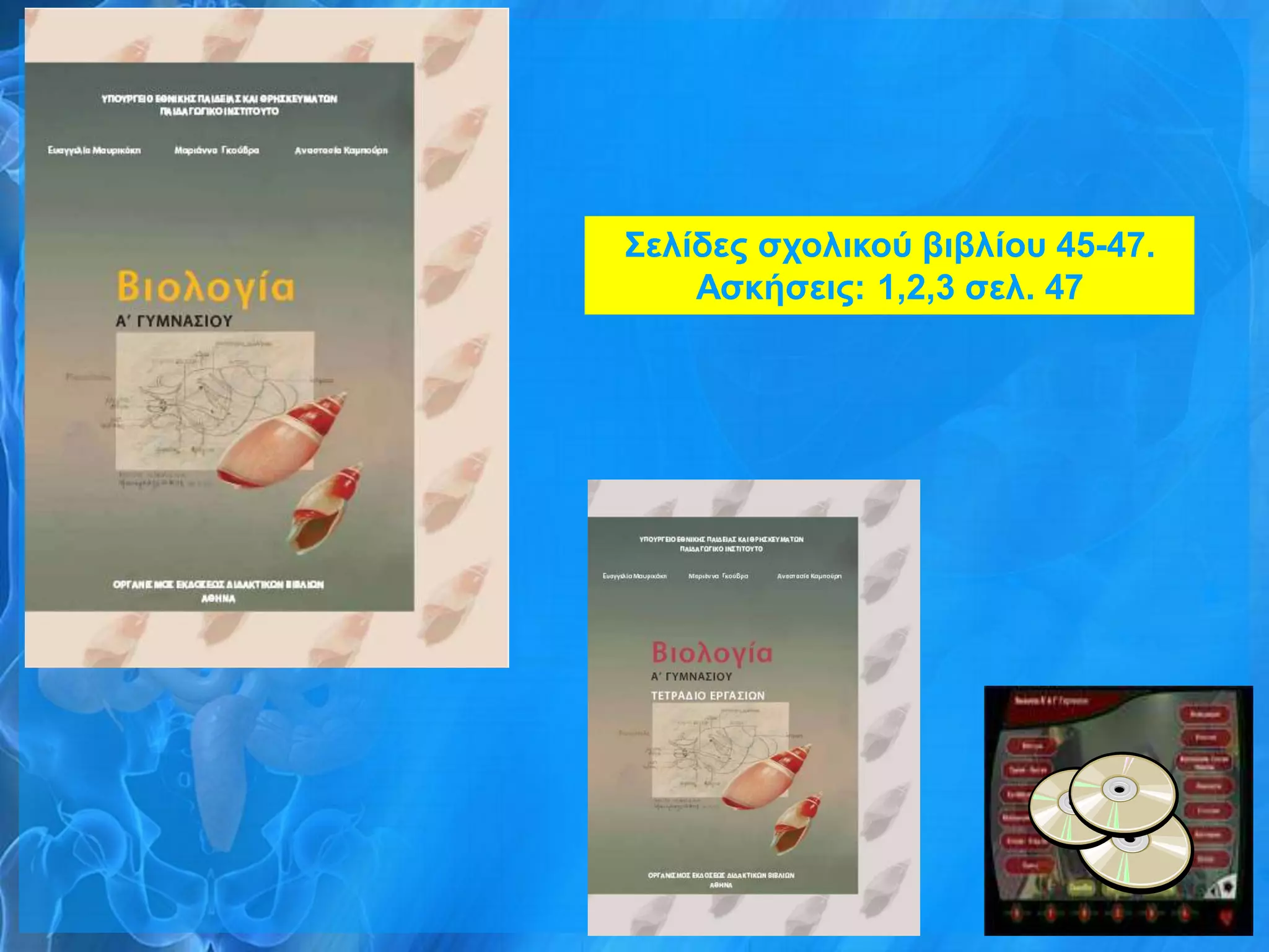 ΢ελίδερ ζσολικού βιβλίος 45-47.
    Αζκήζειρ: 1,2,3 ζελ. 47
 