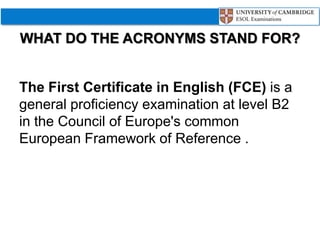 FCE Exam Cambridge | PPTX