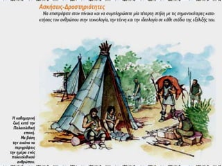 ◄Η Αφροδίτη του Βίλεντορφ( 30.000-25.000 π. Χ. 
π ερίπ ου), ύψος11,5εκ., ασβεστόλιθος, Βιέννη. 
Οι πιο γνωστές ανθρώπινες μορφές κατά την 
ωρινιάκια περίοδο ήταν συνήθως γυναικείες και 
ονομάζονται Αφροδίτες. 
Πρόκειται για μικρά, απρόσωπα ειδώλια, με 
ατροφικά χέρια, τεράστια στήθη και μηρούς, μια 
παραμόρφωση που ερμηνεύεται ως προσπάθεια 
σχηματοποίησης της γυναικείας γονιμότητας. Σ’ 
αυτό το ειδώλιο διακρίνονται ίχνη χρώματος. Δεν 
υπάρχουν χαρακτηριστικά προσώπου, αλλά 
ολόκληρο το κεφάλι είναι καλυμμένο με σγουρά 
μαλλιά. Και εδώ παρατηρούμε διογκωμένα στήθη, 
κοιλιά και μηρούς, που σημαίνει ότι πρόκειται για 
μια απεικόνιση της γονιμότητας. 
 