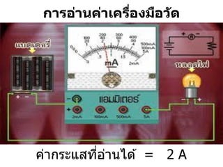 การอ่านค่าเครืองมือว ัด
               ่




ค่ากระแสทีอานได ้ = 2 A
          ่ ่
 