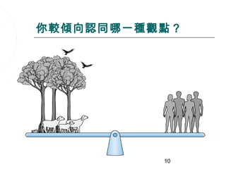 你較傾向認同哪一種觀點？




          10
 