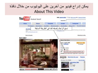 يمكن إدراج فيديو من آخرين على اليوتيوب من خلال نافذة  About This Video نسخ الرابط ولصقه كما في الطريقة السابقة 
