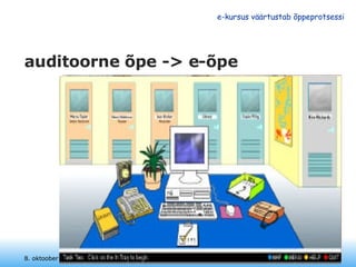 auditoorne õpe -> e-õpe 8. oktoober 2008 Eesti Kunstiakadeemia 