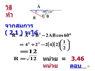 วิธีทำ จากสมการ  ( 2.1 )  จะได้ หน่วย  =  3.46  หน่วย   ตอบ   