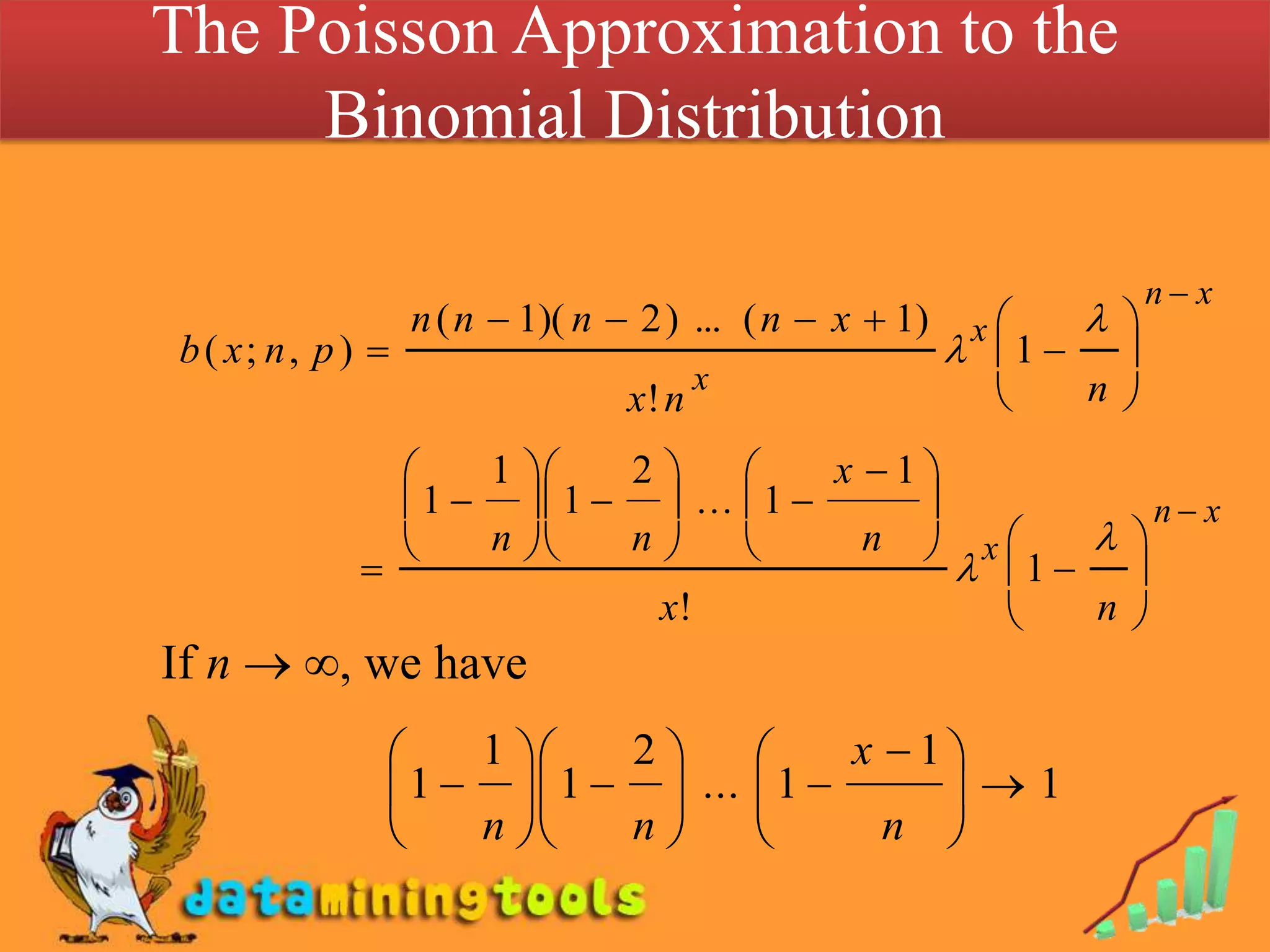 The Poisson Approximation to the Binomial Distribution If n, we have