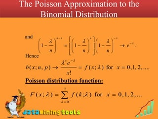 The Poisson Approximation to the Binomial Distribution andHencePoisson distribution function: