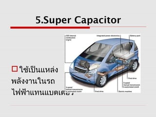 5.Super Capacitor




 ใช้เป็นแหล่ง
พลังงานในรถ
ไฟฟ้าแทนแบตเตอรี่
 