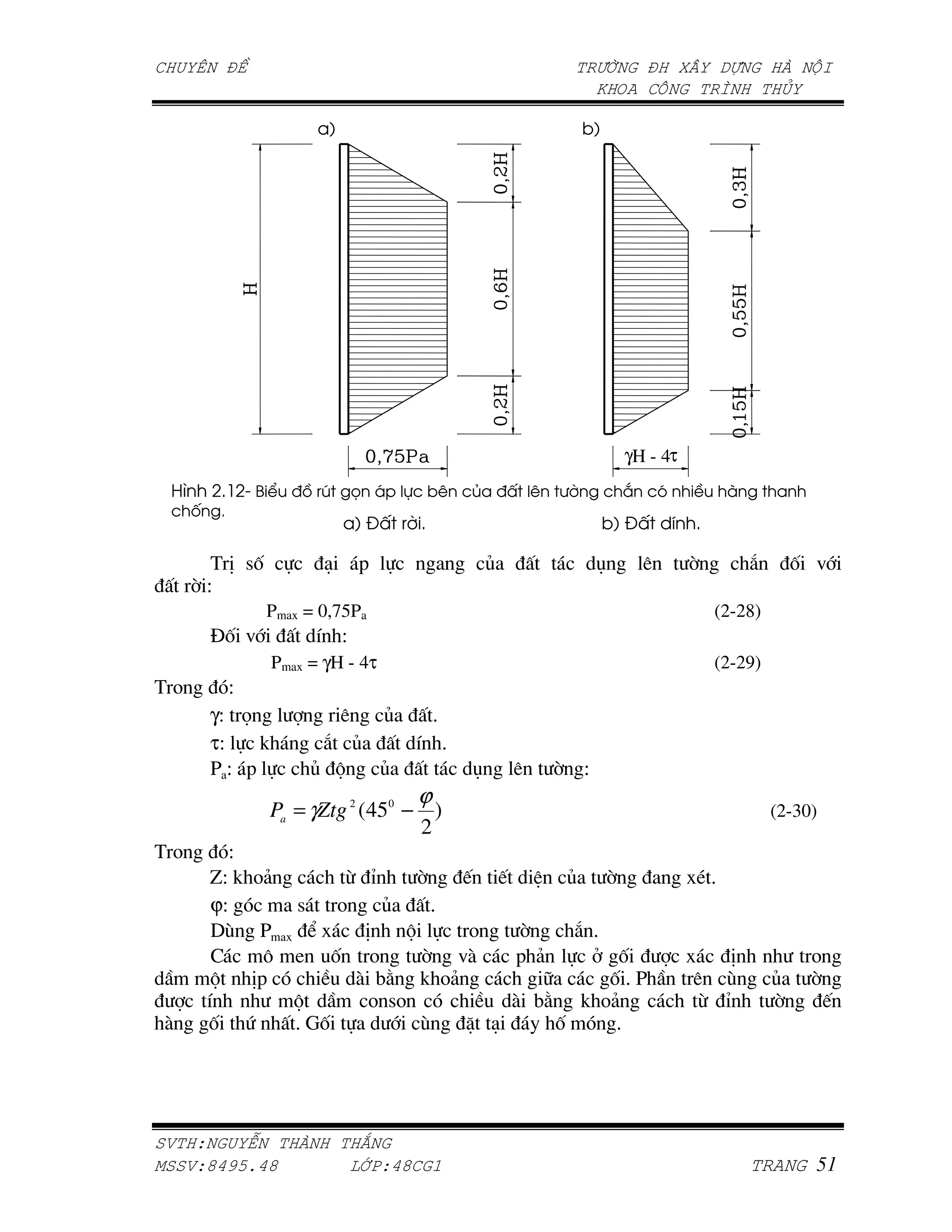 γH - 4τ
                1)2   - 90       :                     ;               ;   #5        6       7   )<    8
     =
                                     >       95)                                     >       ?

       ( * 7,            /       -                             P                 O       )       ;         1       , =
     ;S
                 Pmax = 0,75Pa                                                                        (2-28)
         E, =           U S
                  Pmax = γH - 4τ                                                                      (2-29)
(A         S
         γS V                )           P         '
         τS   !         1 P                    U       '
         [S -          P G  P                              O       )       ; S
                                               ϕ
                 Pa = γZtg 2 (450 − )                                                                          (2-30)
                                   2
(A           S
          bS ! A&          2 #      ;   J J        P ;                                           Q'
          ϕS          7   A    P      '
          BD [          C    *    G      A   ;      1 '
          >      "    L , A         ; =$    - &          ,                                          *               A
          G    *-           $ 45 ! A&          H        ,'[                                      ) D           P    ;
         U            G       A 7A          $ 45 ! A&                                            2 #           ;        J
$        , .          ' ,           D   ^ /      ,      '




     !"   #                    $
%    !&'()*'&                 +,-!'& ./
 
