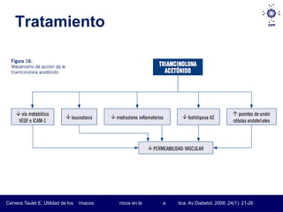 Tratamiento




Cervera Taulet E, Utilidad de los   rmacos   nicos en la   a   tica. Av Diabetol. 2008; 24(1): 21-26
 