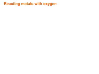 Reacting metals with oxygen
 