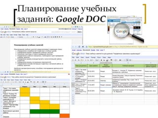 Планирование учебных
заданий: Google DOCGoogle DOC
 
