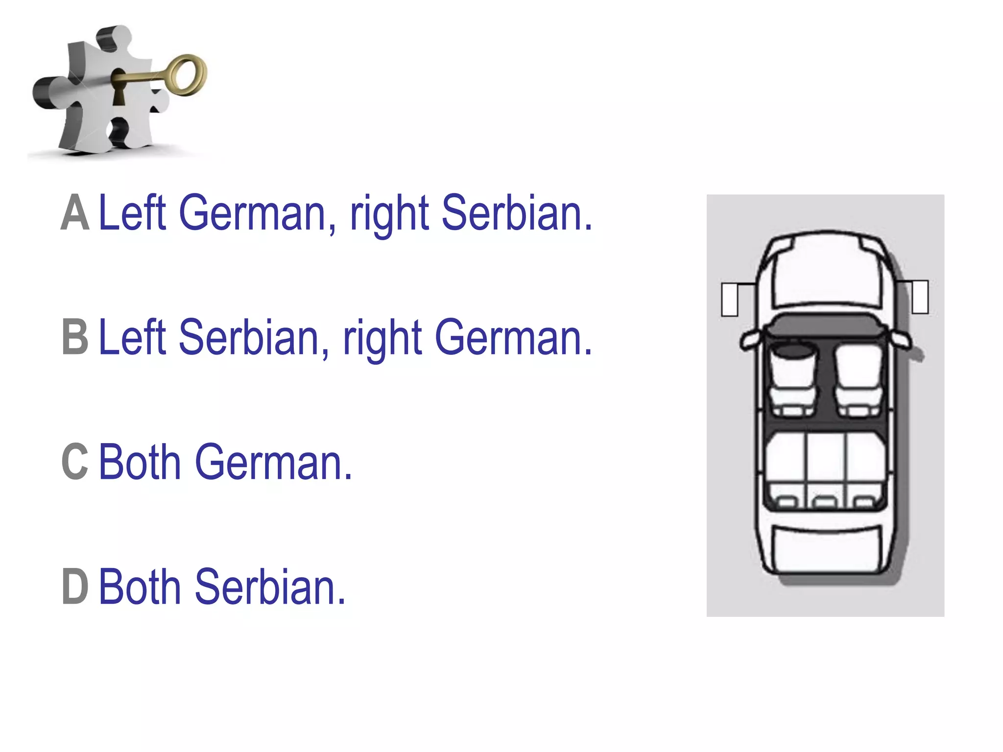 A Left German, right Serbian.
B Left Serbian, right German.
C Both German.
D Both Serbian.
 