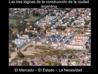 El Mercado – El Estado – La Necesidad
Las tres lógicas de la construcción de la ciudad
argentina
 