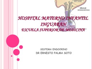 HOSPITAL MATERNO INFANTIL
INGUARAN
ESCUELA SUPERIOR DE MEDICINA
SISTEMA ENDOCRINO
DR ERNESTO PALMA SOTO
 