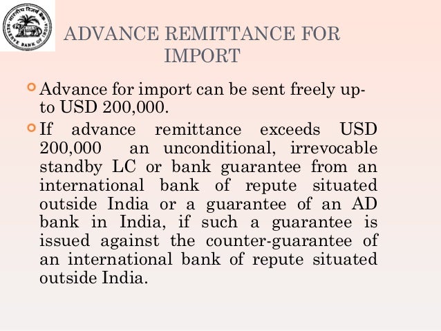 Fema provision for forex outward remittance