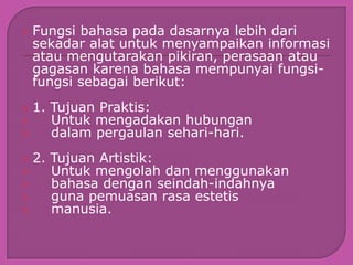 1. pengertian dan fungsi bahasa | PPT