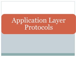 Application Layer
Protocols
 