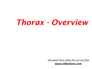 Thorax - Overview
1
download these slides free of cost from
www.slideshare.com
 