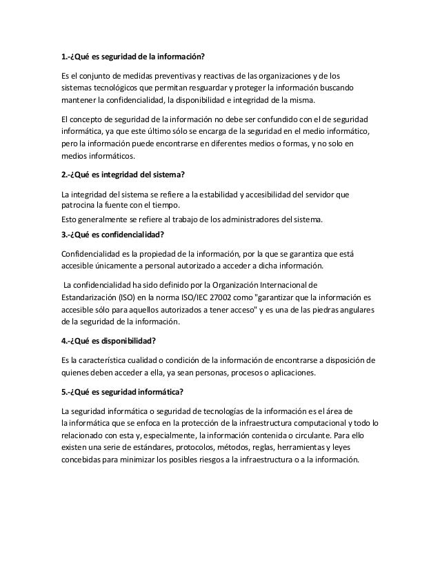 Preguntas De Diagnostico Sobre Seguridad Informatica