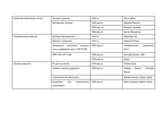 Хүмүүсийн харилцааны чиглэл

1930 он

Элтон Мэйо

Мотивацийн онолууд

1940-оод он

Абрахам Маслоу

1950-аад он

Фрэдрик Гэрцбэрг

1960-аад он

Дуглас Макгригор

Шугаман программчлал

1947 он

Жорж Дантзиг

Дижитал компьютер

Үйлдвэрлэлийн судалгаа

Хоторны судалгаа

1951 он

Римингтон Ранд

1950-аад он

Үйлдвэрлэлийн

Загварчлал,

хүлээлгийн

шугамын

онол, шийдвэрийн онол, ПЭРТ/СПМ

судалгааны

бүлэг
1960-аад он

Жосэйф Орлики , IBM

1970-аад он

бусад

Яг цагт нь систем

1970-аад он

Тайичи Оуно

Чанарын нэгдсэн удирдлага

1980-аад он

Эдвард

MRP, EDI, EFT, CIM

Чанарын хувьсгал

Дэминг,

Жосэйф

Журан
Стратеги ба үйл ажиллагаа
Бизнесийн
реинжинернг

үйл

ажиллагааны

Викхам Скинэр, Робэрт Хайэс
1990-ээд он

Майкл Хаммэр, Жэймс Чампи

 