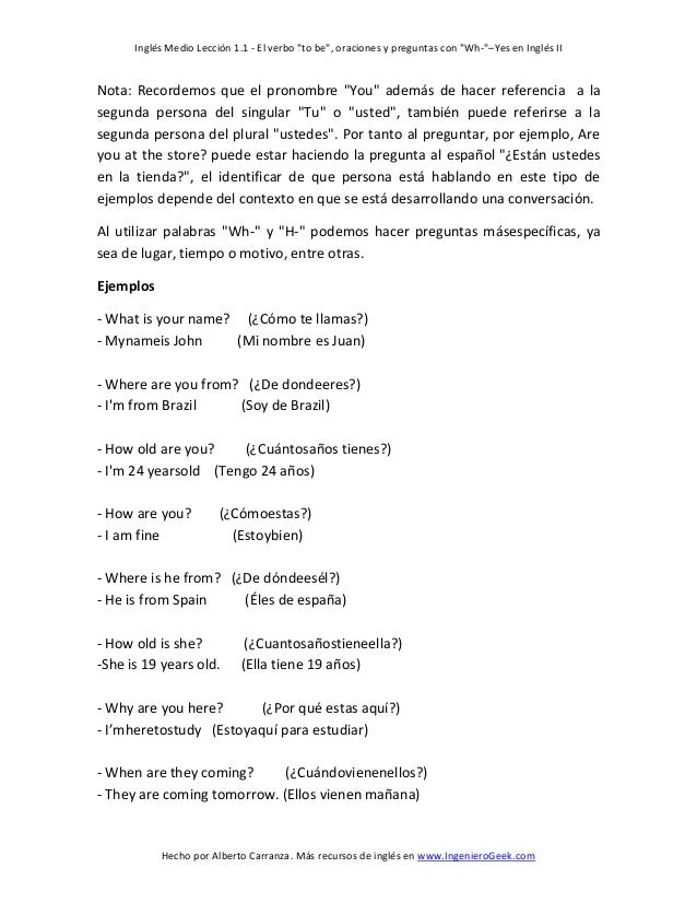 preguntas en ingles con wh 1 1 el verbo to be oraciones y preguntas con wh preguntas en ingles con wh 1 1 el verbo to be oraciones y preguntas con wh