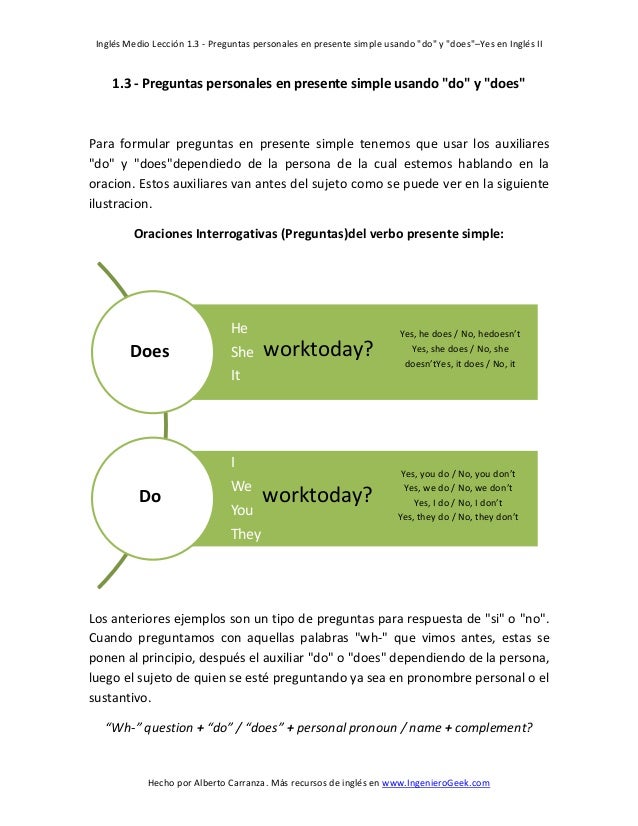 preguntas con el do y does en ingles 1 3 preguntas personales en presente simple usando do y does preguntas con el do y does en ingles 1 3 preguntas personales en presente simple usando do y does