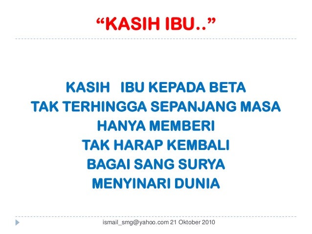 Lirik Kasih Ibu Kepada Beta – Sedang