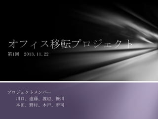 第1回

2013.11.22

プロジェクトメンバー
川口、遠藤、渡辺、笹川
本田、野村、木戸、所司

 