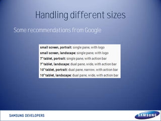 Handling different sizes
Some recommendations from Google

 